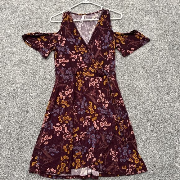 Fairycore Dress Size Large Whimsigoth Boho Floral Romantic Flowy Cold Shoulder - Picture 1 of 6